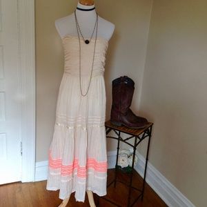 Free People Peach Cobbler Strapless Dress